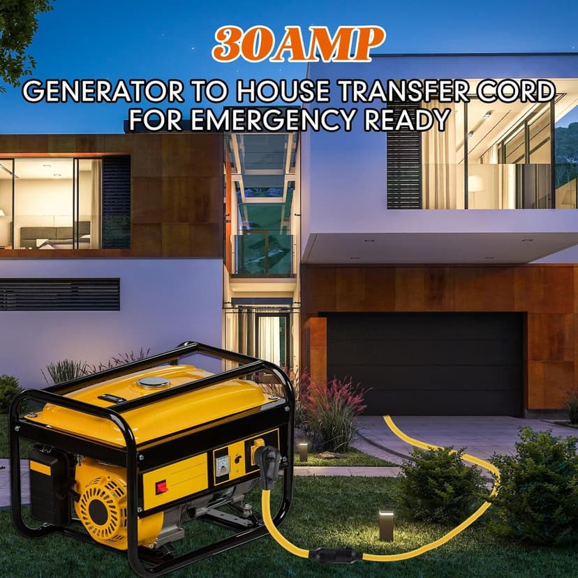 NEMA TT-30P to L14-30R Generator Adapter Cord, Generator Transfer Switch, Generator House Inlet Box Adapter, 30Amp 3Prong Male 4Prong Locking Female Generator Cord, 10 AWG, 1FT, ETL Listed