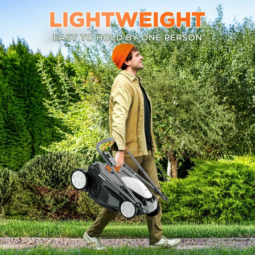 Litheli 40V (2 x 20V) 16" Electric Lawn Mower Cordless, Walk Behind Lawn Mower with 6-Height Adjust, Portable & Lightweight Push Battery Powered Lawn Mower (2 * 4.0AH Batteries Included)