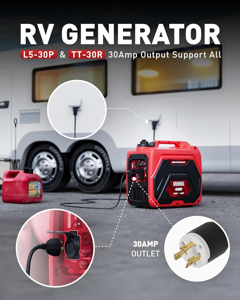 ERAYAK 4500W Portable Inverter Generator for Home Use, Super Quiet Small Generator for Camping Outdoor Emergency Power Backup, Gas Powered Engine, EPA Compliant