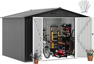DWVO 10x8ft Metal Outdoor Storage Shed, Waterproof Tool Shed Heavy-Duty Storage Unit with Lockable Door and Vents, Ideal for Bicycles, Tools, Lawnmowers, Backyards, Patios, Lawns - Dark Gray