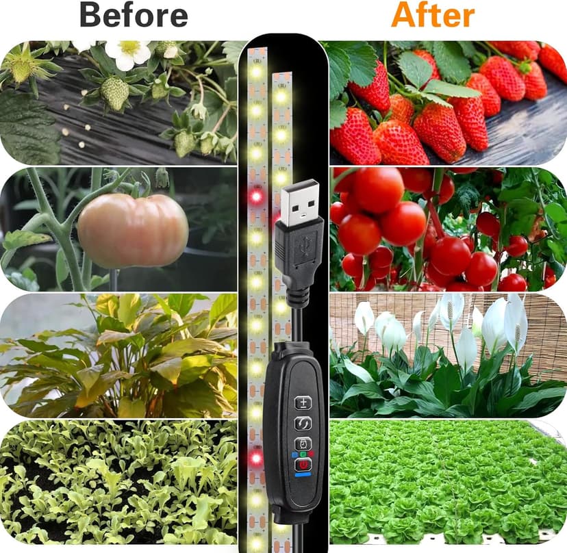 Grow Light Strip USB Waterproof Plants Full Spectrum Plant Grow Lights Indoor,with Auto ON/Off Timer White Red 120 LEDs Sunlike Grow Lamp for Plant Light for Indoor Plants (1)