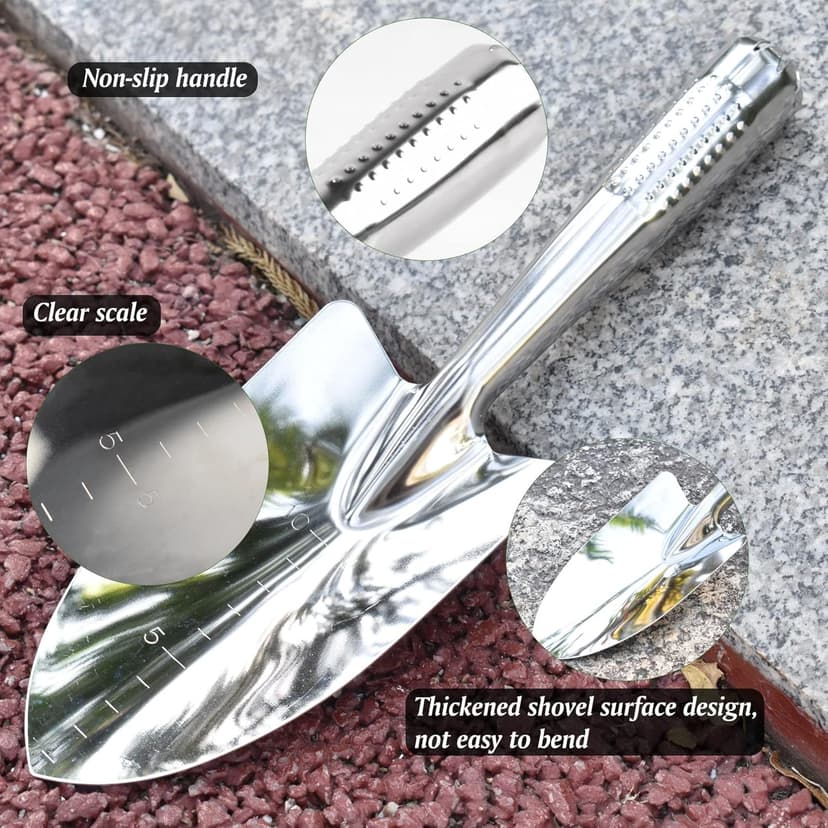 Garden Shovel Hand Trowel, Stainless Steel Gardening Hand Tools, Spade Shovel for Planting, Transplanting, Weeding, Digging