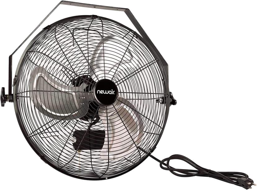 Newair Wall Mounted High Velocity Fan | 18" Air Fan | Quiet Blade Fan | 3 Speed Settings Box Fan | Heavy Duty Fan For Industrial Use | Portable Outdoor Shop Fan | Black | WindPro18W, 3000 CFM