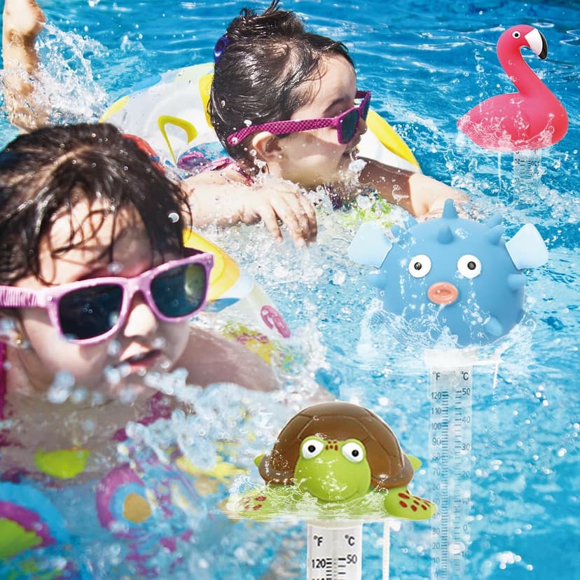 XY-WQ Floating Pool Thermometer, Large Size Easy Read for Water Temperature with String for Outdoor and Indoor Swimming Pools and Spas (Puffer)