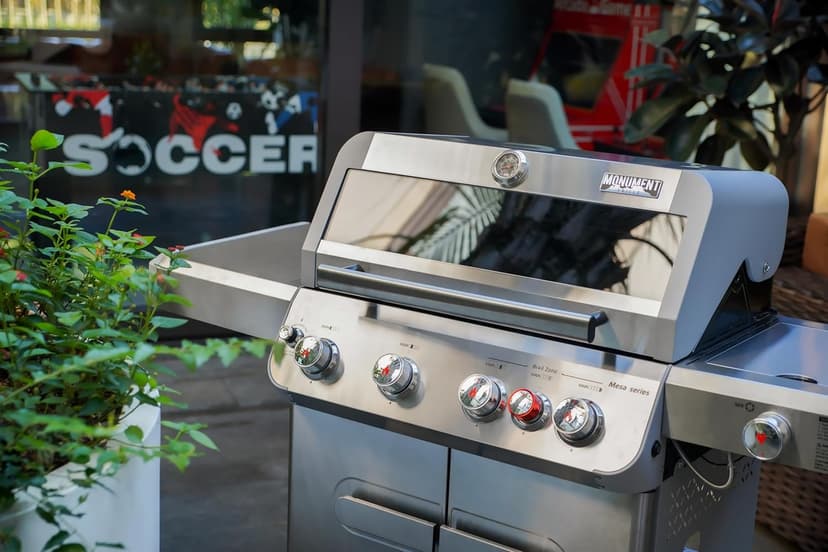 Monument Grills Outdoor Barbecue Stainless Steel 4 Burner Propane Gas Grill, 62,000 BTU Patio Garden Barbecue Grill with Side Burner and Knob Controls, Mesa415BZ