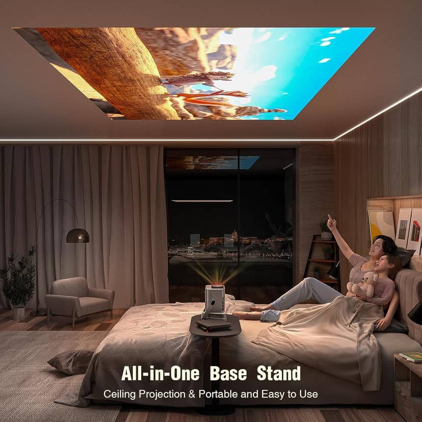 [Netflix Officially & AI Auto Focus] VOPLLS 4K Projector with WiFi and Bluetooth, 3D DoIby Audio & Auto Keystone Video Projector, 1000 ANSI Outdoor Movie Projector, 50% Zoom, MAX 300''Display(Grey)