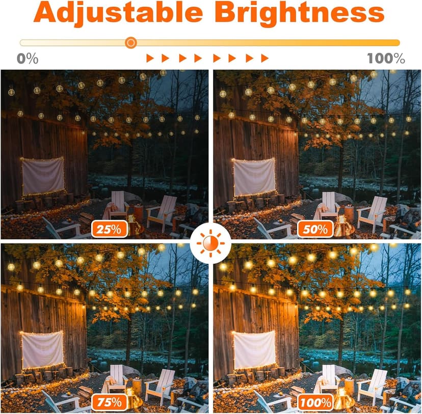 100FT LED Outdoor String Lights with 3 Color Lights, Dimmable String Lights for Outside with Remote, G40 Globe Waterproof Patio Lights with 50+2 Shatterproof Bulbs for Party Backyard BBQ House Camping