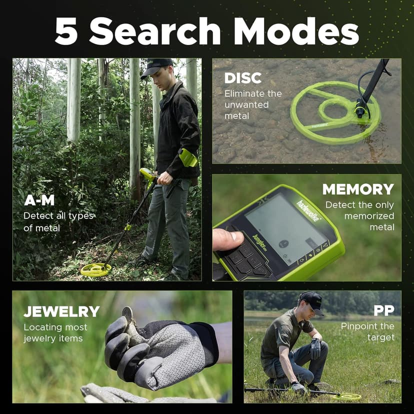 Metal Detector for Adults, Rechargeable Battery for 20H Typical Use, 5 Professional Mode with Higher Accuracy 10” Waterproof Coil for Gold Detecting