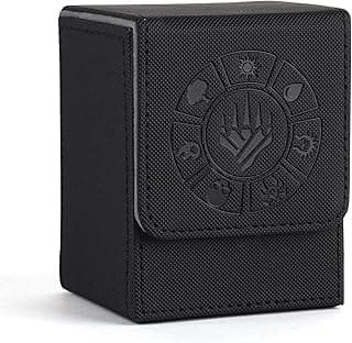 Card Deck Box, 110+ Storage MTG Deck Box with 50 Pcs Card Sleeve, Collectible Trading Card Cases for Magic Commander and More (Black)