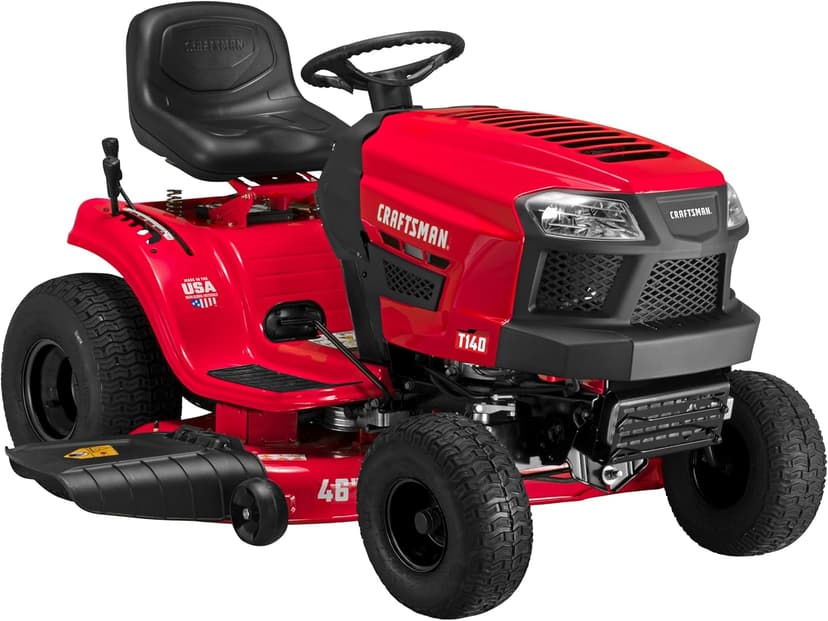 CRAFTSMAN 46" Automatic Gas Riding Lawn Mower with 18.5 HP* Briggs and Stratton Single-Cylinder Engine, Gas Lawn Tractor with Foot Pedal Control, Red/Black