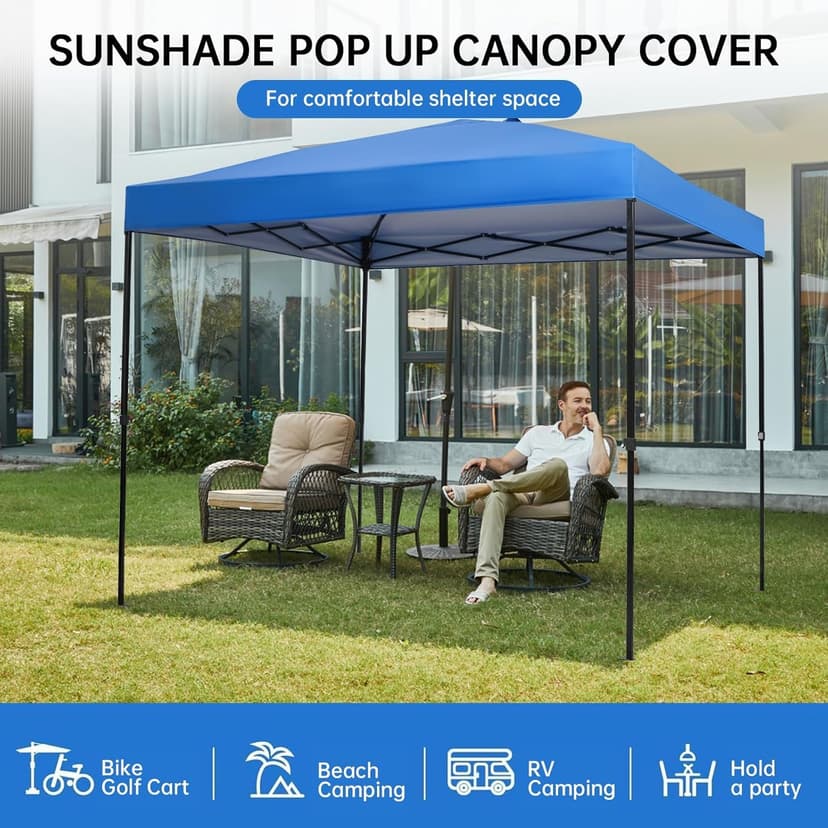 10x10FT Replacement Canopy Cover Top,Oxford Cloth Material UV Resistant Waterproof Canopy Tent Cover for Garden Patio Picnic (TOP ONLY)-Blue
