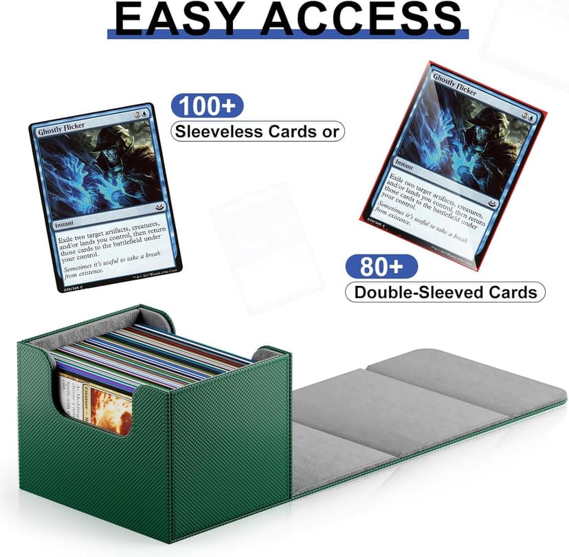 Card Deck Boxs Fit for MTG Deck Box with Black Card Dividers, 4 Pack Horizontal Leather Deck Cards Box for TCG Magic Commander Trading Card Decks Storage Box