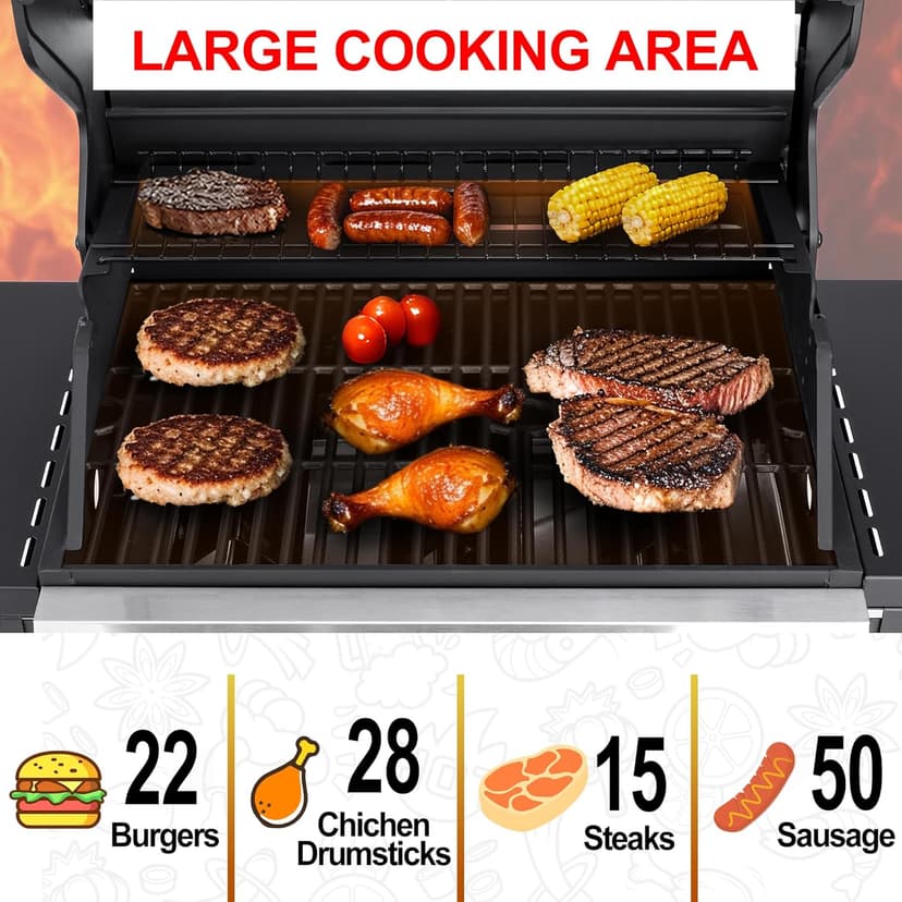 3-Burner Propane Gas Grill, Stainless Steel Cabinet with Side Table & Knob Controls, BBQ Cast Iron Grates and Thermometer for Outdoor Cooking, Patio, BBQ