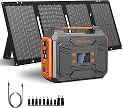 Portable Solar Generator, 300W Portable Power Station with Foldable 60W Solar Panel, 110V Pure Sine Wave, 280Wh Lithium Battery Pack with DC AC Outlet for Home Use RV Outdoor Camping Adventure