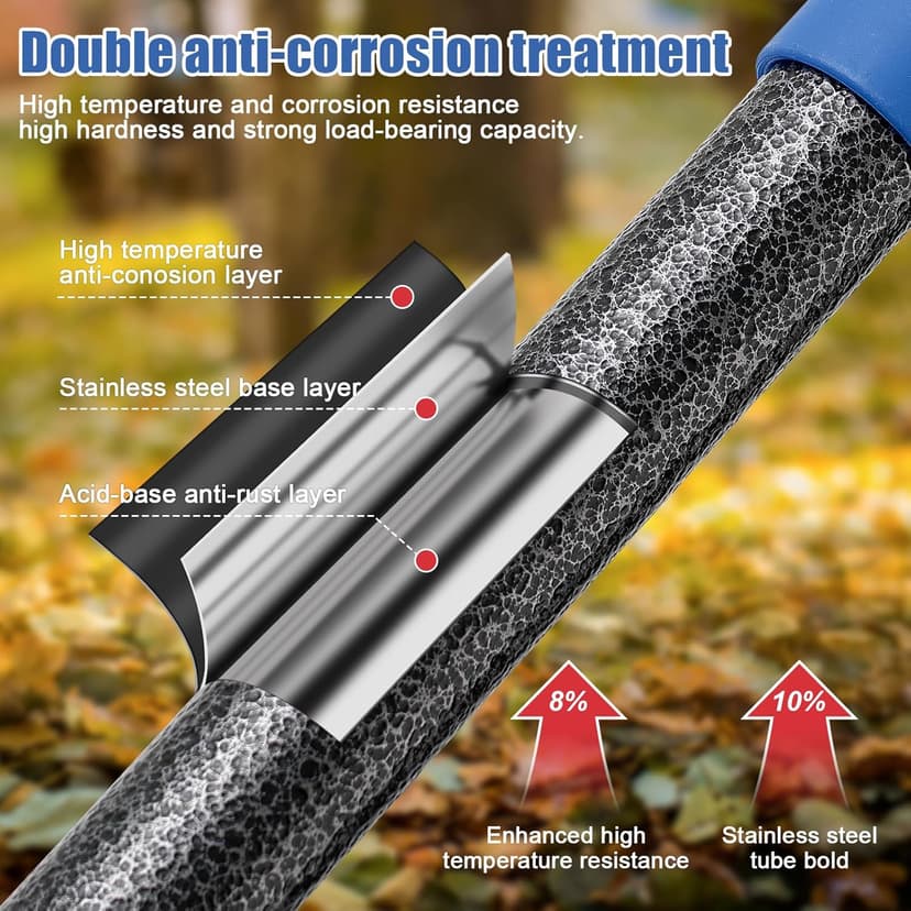 Adjustable Metal Leaf Rake Long Handle, 60 inch Garden Rakes for Lawns Heavy Duty Leaves with Expandable Head 8-17", Yard Women Kids Rake for Gardening RV Camping