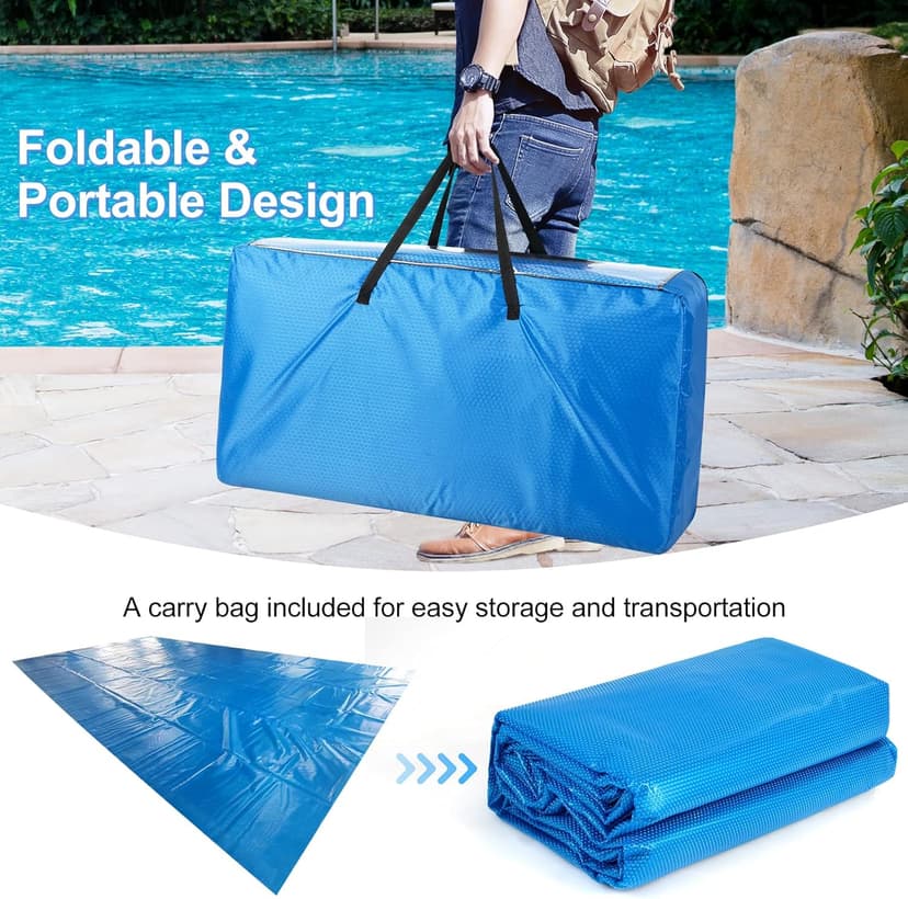 S AFSTAR 20ft x 40ft Pool Cover, Rectangle Swimming Pool Cover with Carry Bag, Waterproof & Dustproof Heavy Duty Pool Cover, 12-MIL Heat Retaining Pool Solar Blanket for Above-Ground & In-Ground Pools