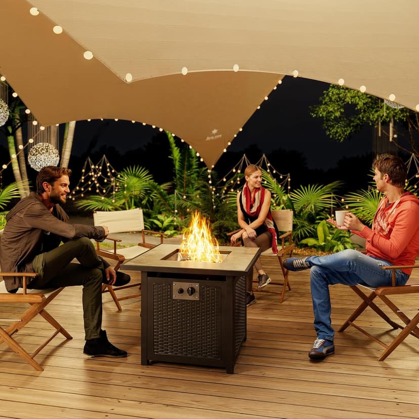 Gizoon 30" Propane Fire Pit Table 50,000 BTU, Outdoor Fire Pit Table with Lid & Lava Rock, CSA Certified Square Fire Tables for Outdoor Dining, Patio, Garden, or Backyard Gatherings