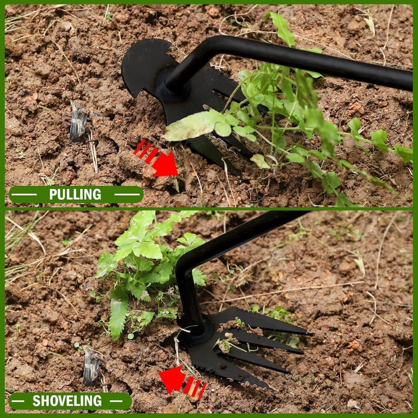 2pack Weed Puller Tool,Garden Weed Tool,Portable Garden Weeder Tool,Uprooting Weeding Tool,4 Teeth Manganese Steel,Forged Hand Weeder for Vegetable Garden Backyard Farm Planting Weeding(Painted Black)