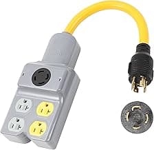 NEMA L14-30P to 4 Port 5-15R 5-20R L14-30R 5 Outlet 120/240V 30 Amp 4 Prong Twist Lock Male Plug to Female Receptacle Home Appliance RV Generator Power Cord Adapter