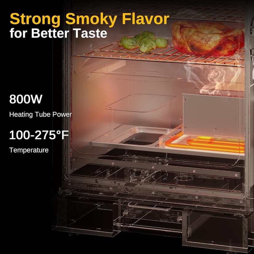 EAST OAK 30-Inch Electric Smoker with Visualization Glass Door and Cover, Smoker with Side Wood Chip Loader and Heavy Duty 600D PVC Waterproof UV-resistant Smoker Grill Cover for Camping BBQ Picnic