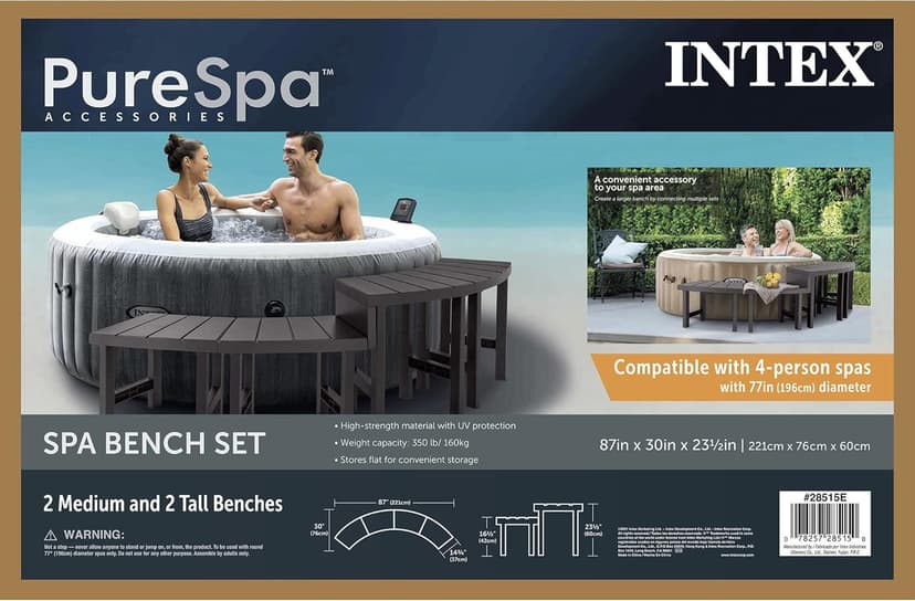 Intex 2 Medium PureSpa Benches, Compatible with Above Ground 4 Person Spas (Accessory Only)