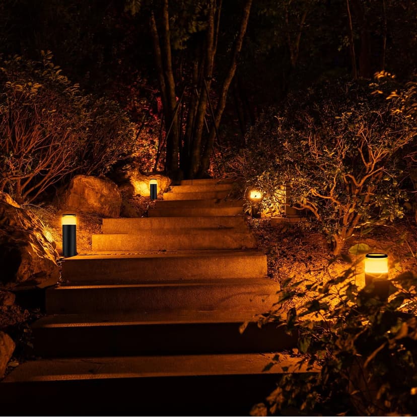5CCT Low Voltage Bollard Pathway Lights, 4.5W 320LM 12-24V AC/DC Aluminum Waterproof Outdoor Landscape Path Light 4FT Corded with IP65 Wire Nuts 4Pack 1800K/2200K/2700K/4000K/5000K Seletable