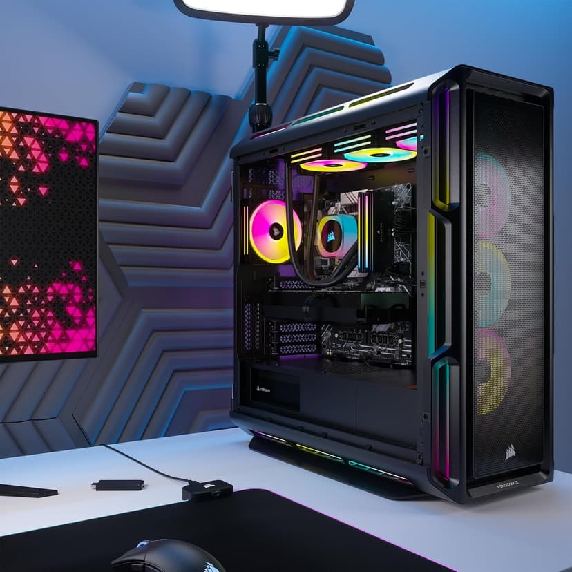 Corsair Vengeance i8200 Gaming PC – Liquid Cooled Intel® Core™ i9 14900KF CPU – NVIDIA GeForce RTX 5080 GPU – 64GB Dominator Titanium RGB DDR5 Memory – 2TB+2TB M.2 SSD – Black