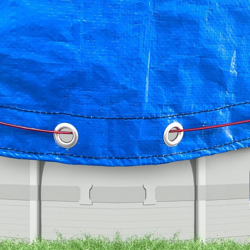 LXKCKJ 24 Ft Round Pool Cover, Winter Pool Covers for Large Above Ground Pools, Extra Thick PE Pool Cover Add Ground Nail Set and Specially Molded Winch Ideal for Waterproof and Dustproof (Blue)