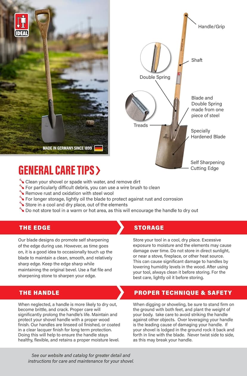 Made in Germany Since 1899 - Berliner Long Spade - Professional Digging Spade, Outperforms Shovels Tool 6lb - 51.3 in (Berliner)#IS130