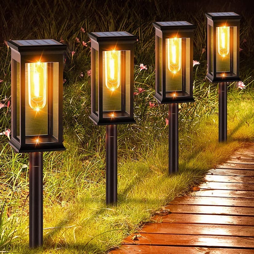 Amzxart 8 Pack Solar Pathway Lights,Bright Solar Outdoor Lights Waterproof,Auto-on/Off Pathway Light Solar Powered for Lawn Yard Patio Garden Outdoor Decoration