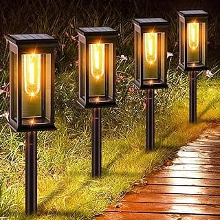 Amzxart 8 Pack Solar Pathway Lights,Bright Solar Outdoor Lights Waterproof,Auto-on/Off Pathway Light Solar Powered for Lawn Yard Patio Garden Outdoor Decoration