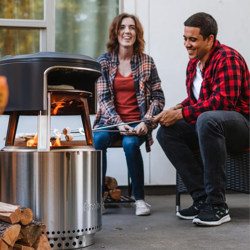 Solo Stove Bonfire Pi Fire | Pizza Oven Accessory for Bonfire Fire Pit, Incl. Carry Case & Cordierite Pizza Stone, Wood Burning Assembly, Stainless Steel, (H x Dia): 16.9 x 19.3 in, 19.6 lbs