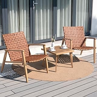 3 Piece Patio Bistro Set, Outdoor Conversation Chair Sets with Coffee Table, Patio Furniture Set for Porch Backyard Balcony Park Deck Poolside