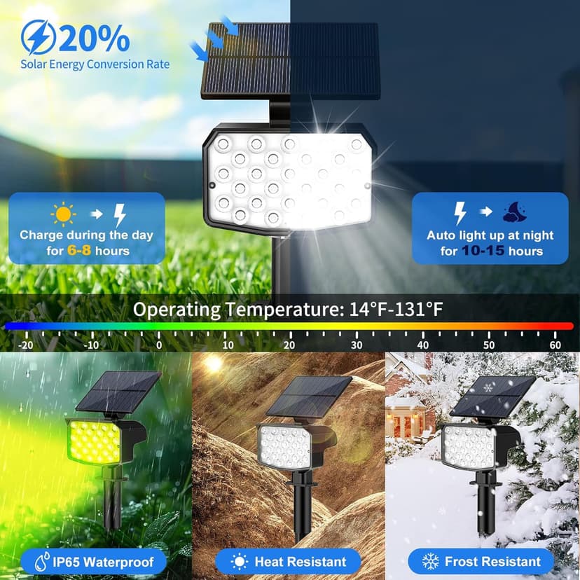 Solar Spot Lights Outdoor Color Changing 27 LEDs Solar Light Outdoor Waterproof 9 Lighting Modes Multicolor RGB Solar Powered Christmas Lights Adjustable Colored Landscape Spotlights- 10 Pack