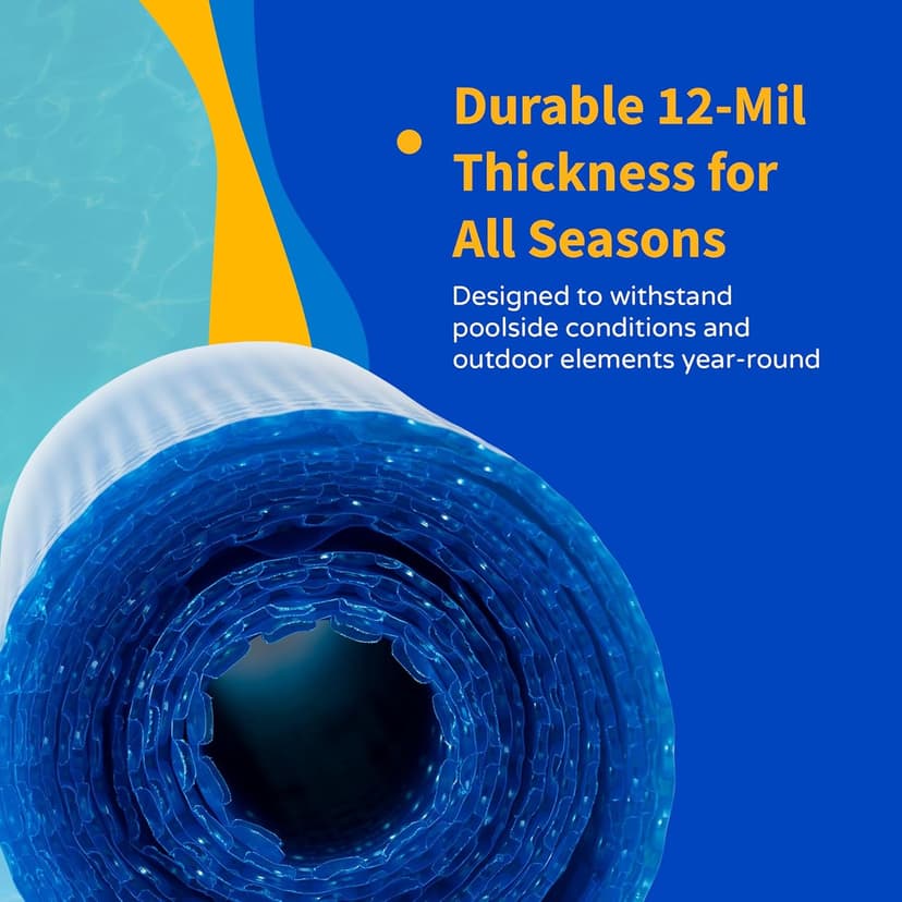 Blue Wave 16-ft x 32-ft Rectangular Pool Solar Blanket - 12-mil Solar Pool Cover with Thermal Bubbles to Retain Heat and Reduce Evaporation – Fade Resistant Pool Solar Cover for Inground Pool - Blue