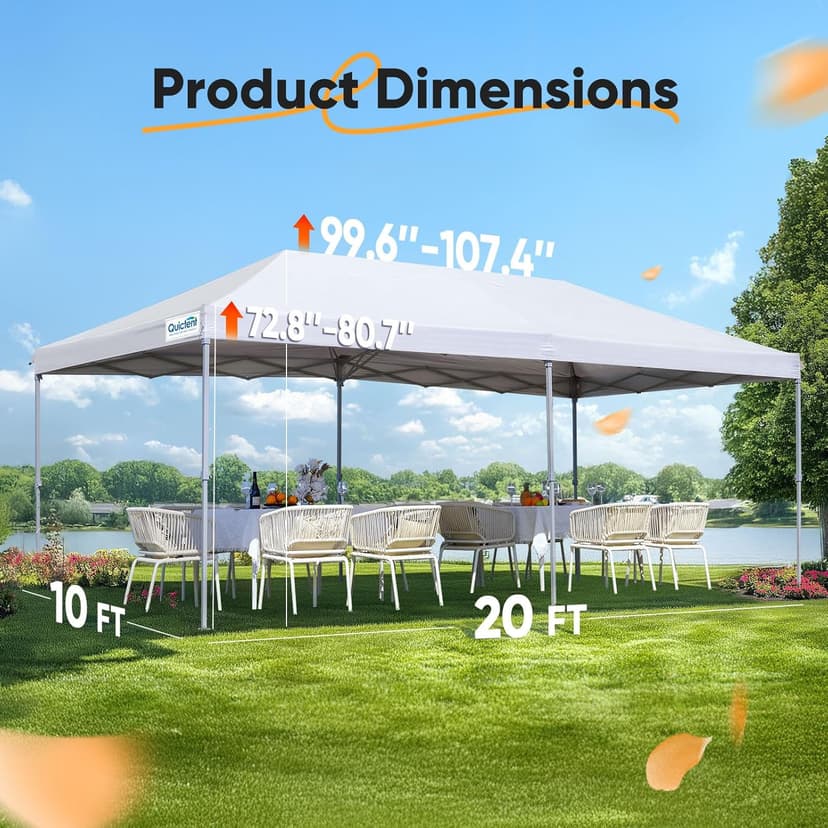 Quictent 10x20 ft Pop up Canopy with Sidewalls Easy up Canopy Tent Instant Shelter with Windows for Outdoor Event Party
