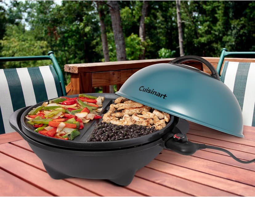 Cuisinart Indoor/Outdoor Electric Griddle, 2-in-1 Portable BBQ with Flat Top Non-Stick Cooking Surface, Adjustable Heat, Stand/Tabletop Options for Cookouts, Barbecues & Small Spaces, No Tools Needed