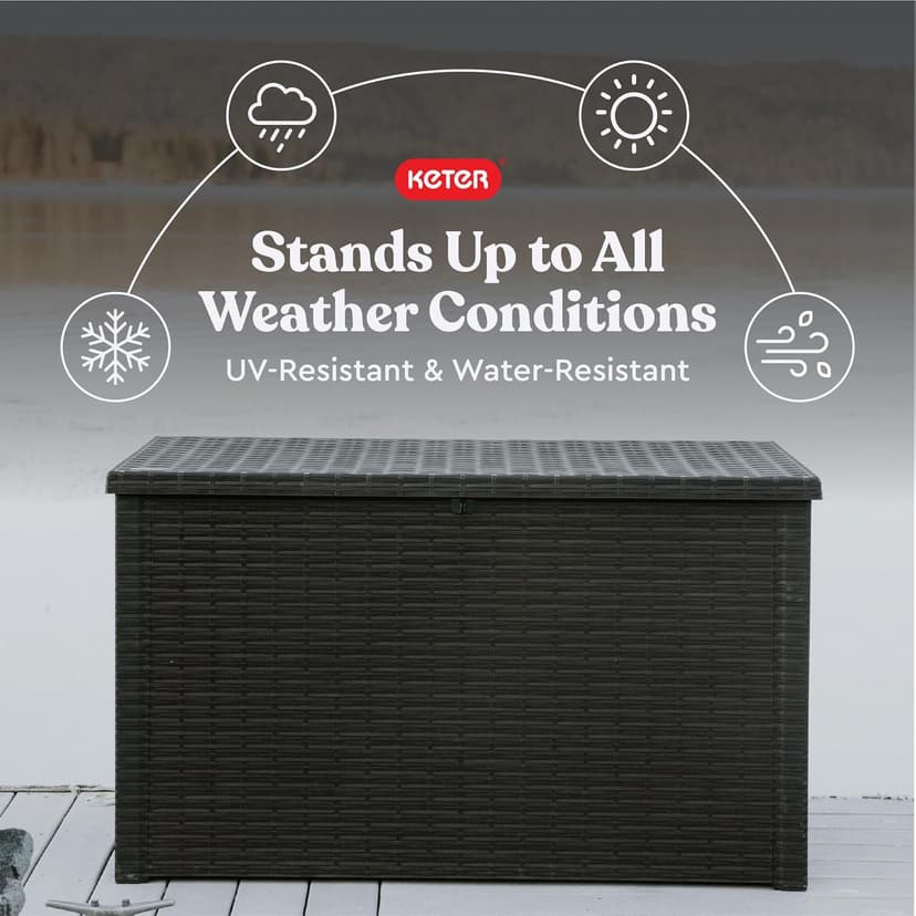 Keter Java XXL 230 Gallon Resin Large Outdoor Storage Box for Patio Storage Box, Outdoor Cushions, Garden Tools and Pool Floats, Dark Grey