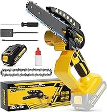 Mini Chainsaw Electric Chain Saw 6 Inch Cordless Battery Powered, 2.0Ah Battery, Compatible w/IMOUMLIVE Pole, Hand Held, Small, Portable and Easy for Tree Trimming Branch Pruning Wood cutting