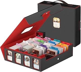 Card Storage Box 3200+ MTG Deck Box with 30 Colorful Divider, Commander Trading Card Cases with Portable Handle & Viewing Windows Fits for MTG/TCG/Magic Cards (Black & Red)