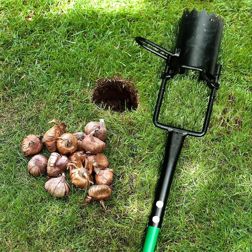 5-in-1 Lawn Plug Garden Tool, Updated Bulb Planter Long Handle for Digging, Weeding, Soil Sampler, Transplanting, Sod Plugger with for Digging Holes to Plant Tulips, Iris, Daffodils