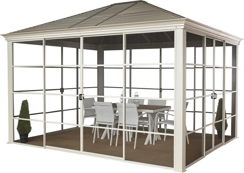 Sojag 10' x 12' Striano Hardtop Gazebo Screen House Outdoor Weather-Resistant Aluminum Frame Sun Shelter
