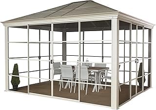 Sojag 10' x 12' Striano Hardtop Gazebo Screen House Outdoor Weather-Resistant Aluminum Frame Sun Shelter