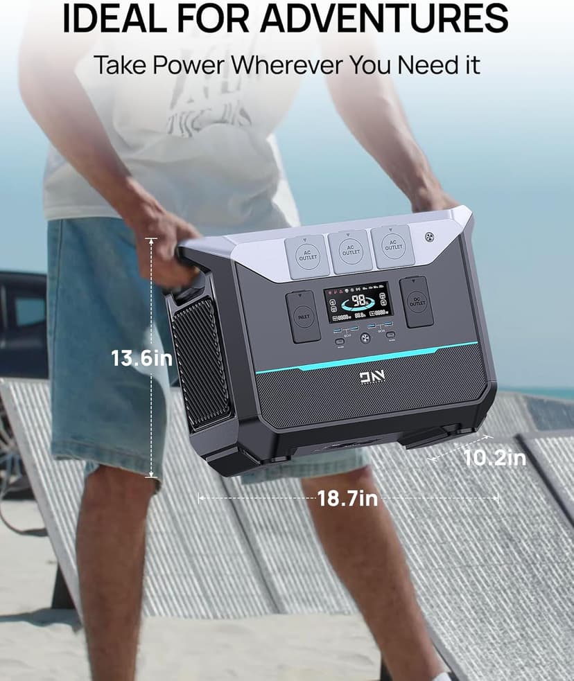 Portable Power Station 2000W, 2073.6Wh LifePO4 Battery Backup Station, 1.8 Hrs Fast Charging Solar Generator,Emergency Power Supply for Camping, Power Outage, Off-grid(Solar Optional)