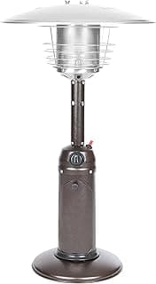 Fire Sense 61322 Portable Patio Heater Outdoor Tabletop Lightweight Propane 10,000 BTU Auto-Shutoff Valve ODS Compliant - Hammer Tone Bronze