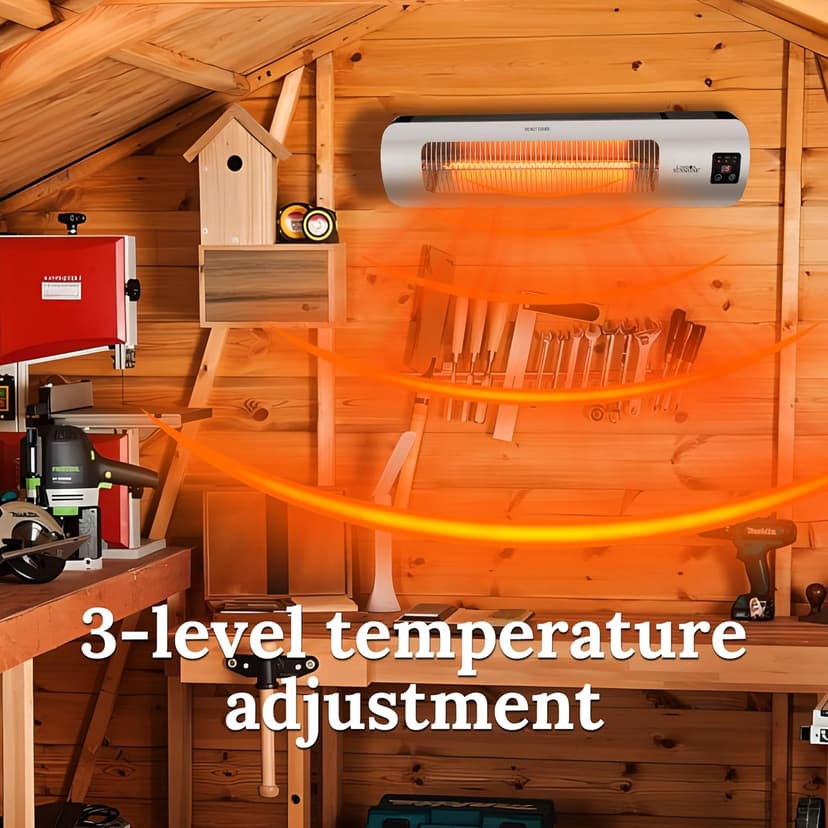 Wall-Mounted Electric Infrared Heater 1500W, Waterproof Indoor Outdoor Patio Heater for Garage, Backyard, Wall – Energy Efficient