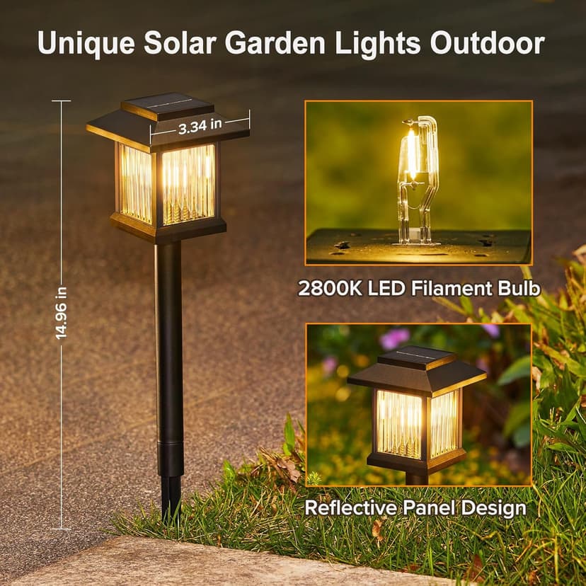KOOPER 10 Pack Solar Pathway Lights Outdoor, Unique Solar Garden Lights Outdoor Waterproof, Bright Walkway Llights UP to 10 Hours of Lighting Decorative for Landscape Path Driveway Lawn Patio Yard