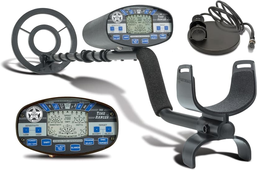 Bounty Hunter Time Ranger Metal Detector for Adults with LCD Display, Target ID, and Ground Balancing – Advanced Detection for Coins, Relics, Jewelry