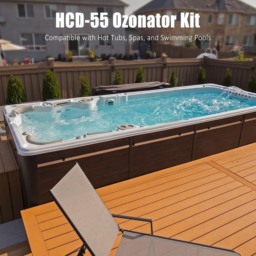 HCD-55 Spa Ozone Generator Kit - Universal 120V/240V Compatibility for All Hot Tubs & Swim Spas up to 1500 Gallons, Complete Set with Accessories