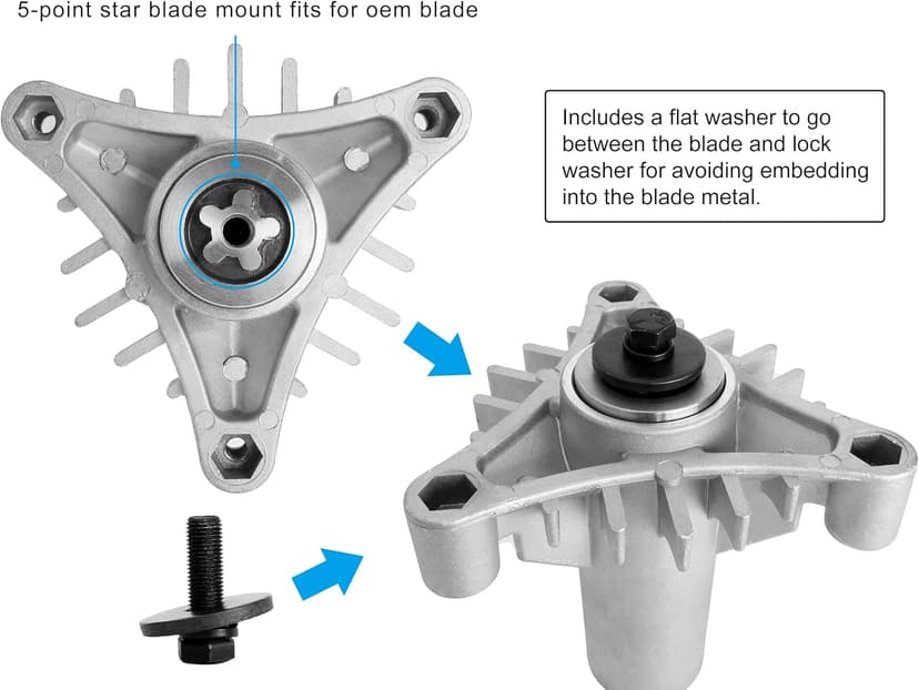 130794 Spindle 153535 Pulley Compatible with Craftsman Mower - Spindle Assembly with Pulley Compatible with Craftsman LT1000 LT2000 DYT4000 42" Deck Tractor, HU, Poulan Pro Riding Mower